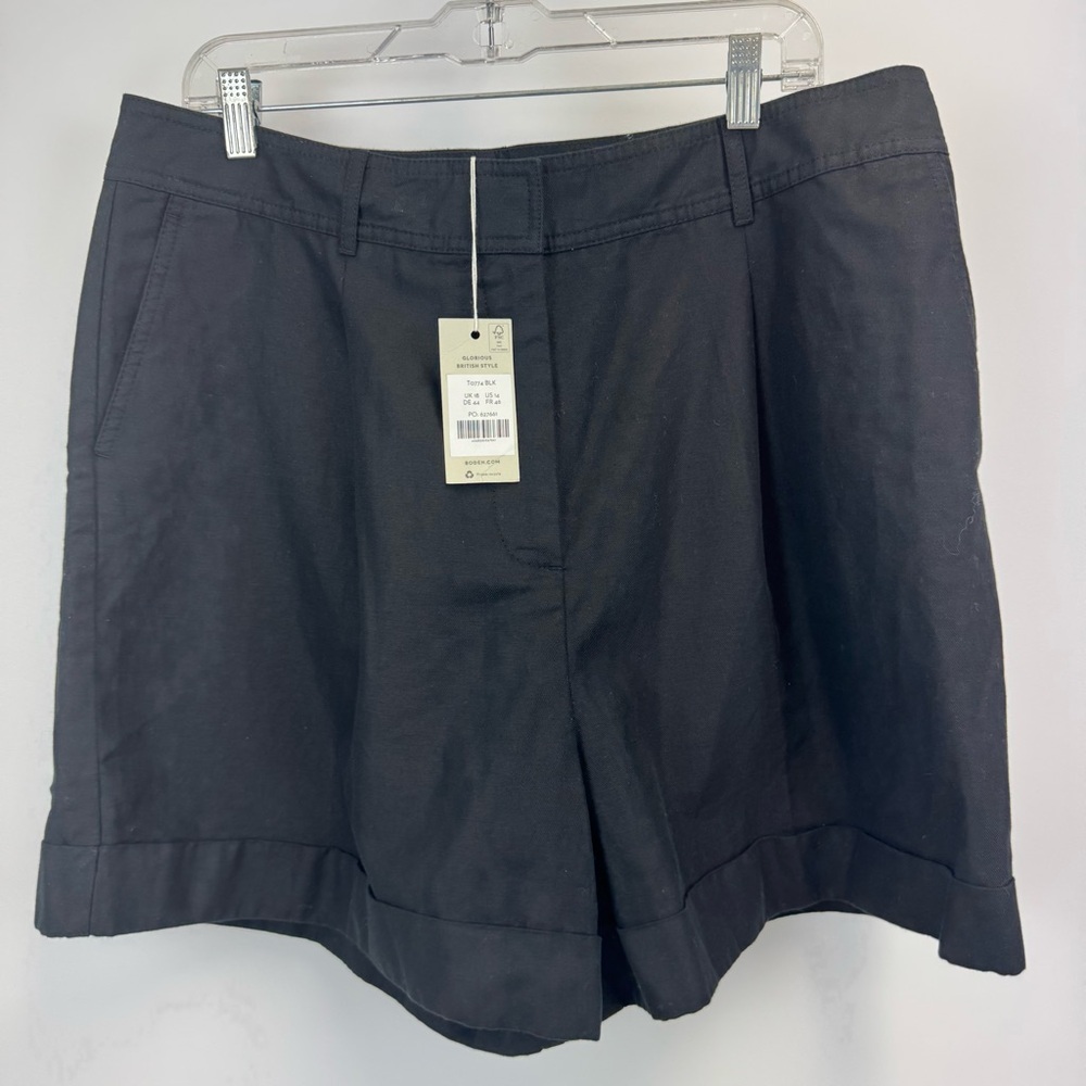 Boden Glorious British Style Black‎ Shorts Women's Size 14 NWT
